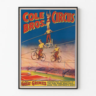 Vintage Poster Cole Bros Circus - The Great Clowns on the Tightrope