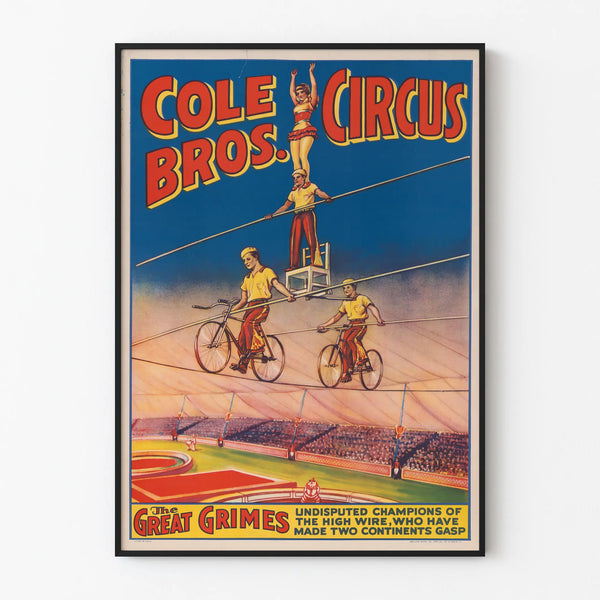 Vintage Poster Cole Bros Circus - The Great Clowns on the Tightrope