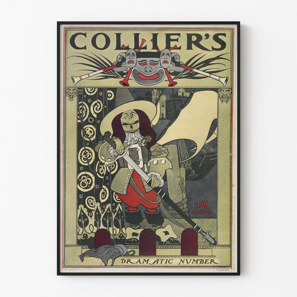 Vintage Collier's Dramatic Number Poster for Wall Decoration
