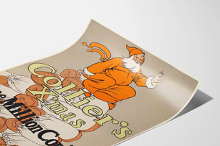 Vintage Christmas Poster Santa Claus in Sledge