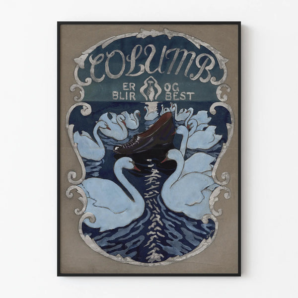 Vintage wall decoration poster of swans and shoe "Columb"