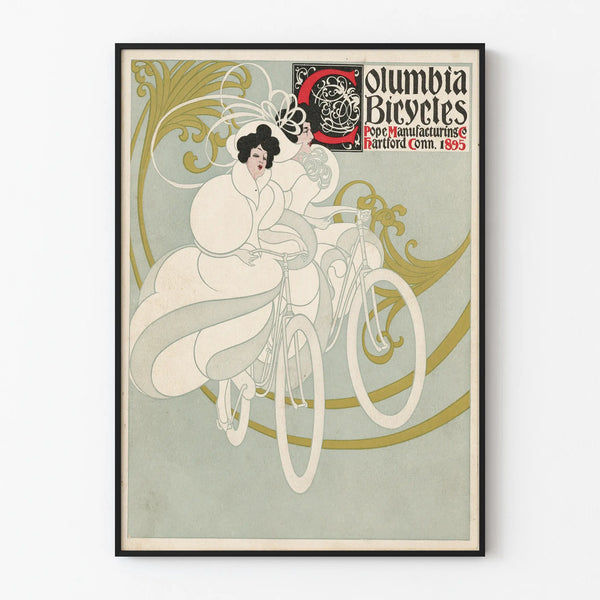 Vintage Columbia Bicycles Poster 1895 Art Nouveau Style