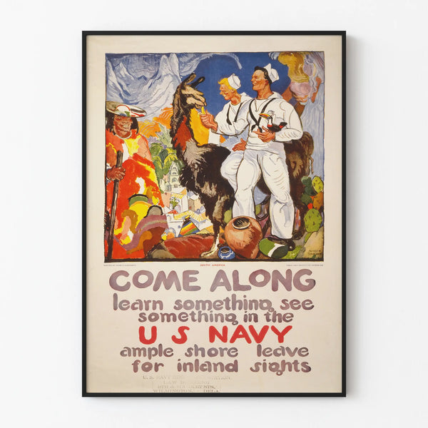 Vintage US Navy Poster South America Discovery