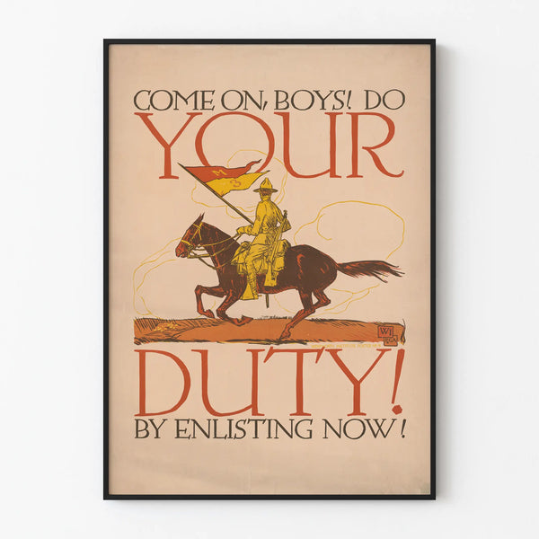 Vintage military poster Come On Boys Do Your Duty