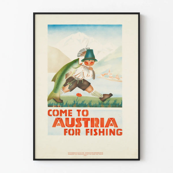 Vintage Poster Come to Austria for Fishing - Nature Wall Decoration