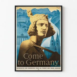 Vintage Poster 'Come to Germany' with Statue and German Landscape