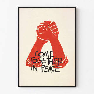 Poster Come Together in Peace - Illustration of Red Handshake