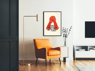 Poster Come Together in Peace - Illustration of Red Handshake
