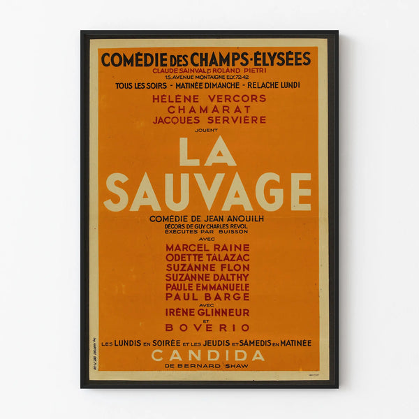 Vintage poster of the Comédie des Champs-Élysées La Sauvage