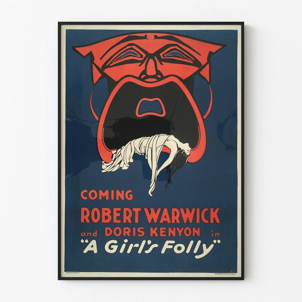 Vintage cinema poster A Girl's Folly with Robert Warwick and Doris Kenyon