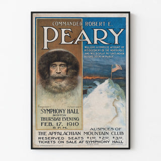 Vintage poster of Commander Robert E. Peary at Symphony Hall 1910