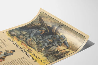 Vintage poster of soldiers writing history 1918