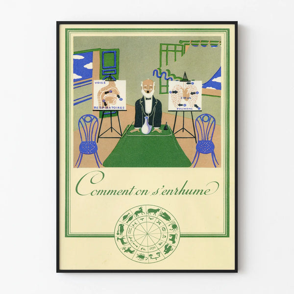 Vintage explanatory poster "How to Catch a Cold" for wall decoration
