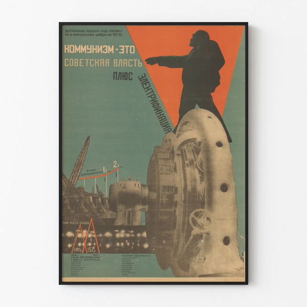 Soviet wall decoration poster of electrification and communist power