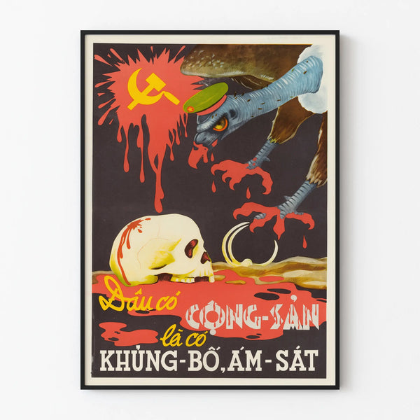 Vintage anti-communist decorative poster with skull and vulture