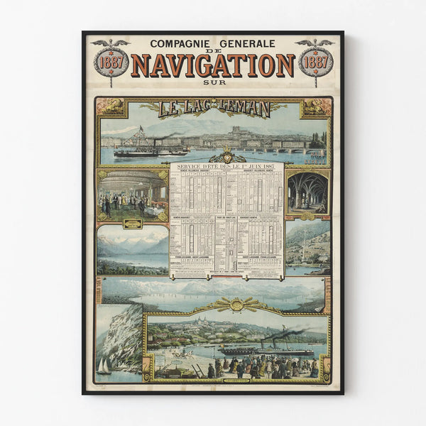 Vintage Poster of the General Navigation Company of Lake Geneva 1887