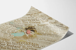 Vintage poster featuring a couple kissing and advertising text