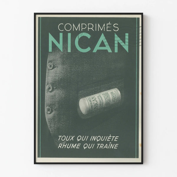 Vintage poster for Nican tablets – Retro health wall decoration