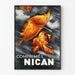 Vintage poster of Nican tablets with autumn leaves