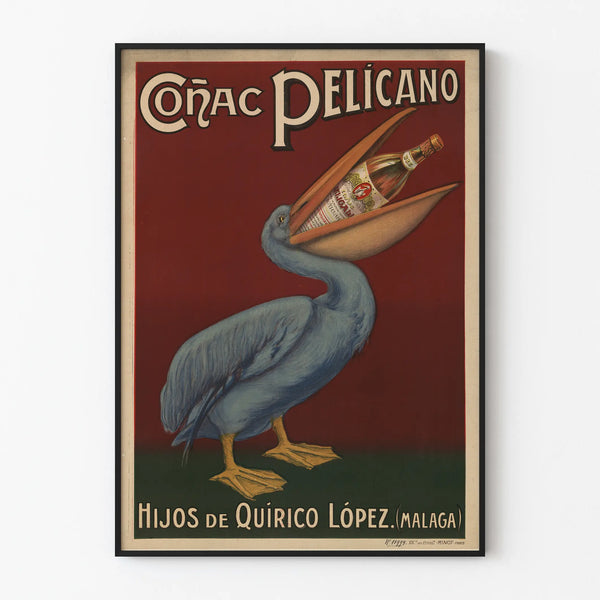 Vintage poster Coñac Pelícano by Hijos de Quírico López - Retro wall decoration