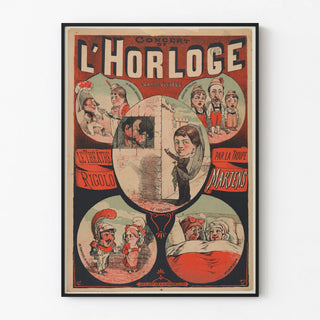 Vintage poster of the Clock Concert on the Champs Élysées by the Martens Troupe