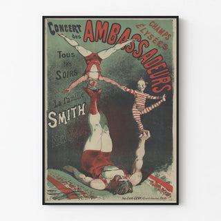 Vintage Poster of the Ambassadors Concert on the Champs Élysées - Smith Family from New York