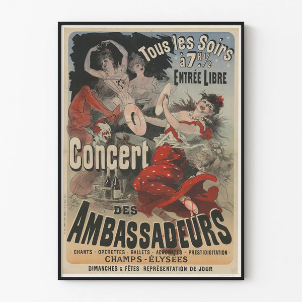 Vintage Poster of the Ambassadors Concert Wall Decoration