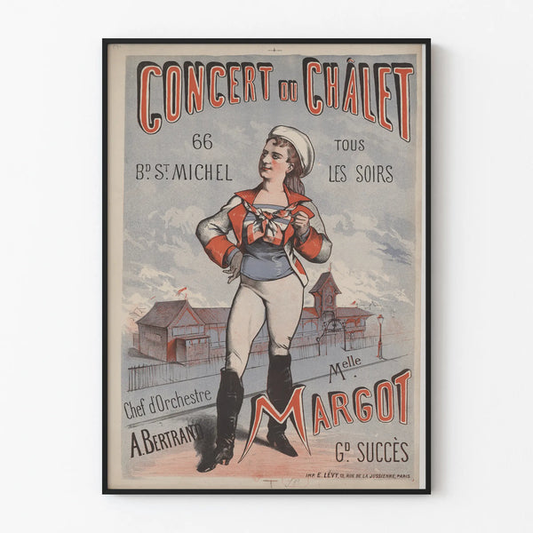 Vintage poster of the Chalet concert with Miss Margot