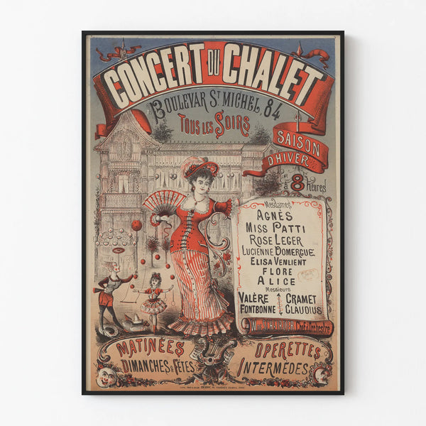 Vintage Poster of the Chalet Concert on Boulevard Saint Michel 84 Wall Decoration