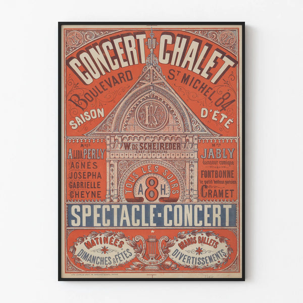 Vintage poster for Chalet concert on Boulevard Saint Michel