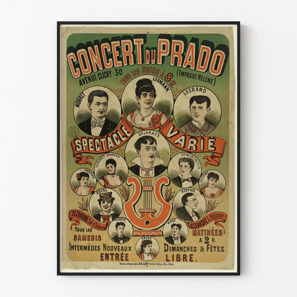 Vintage poster of the Prado Avenue Clichy concert - Retro wall decoration