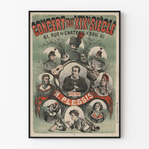 Vintage poster of the 19th-century concert by H. Plessis