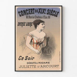 Poster from the 19th century - Debuts of Madame Juliette d'Arcourt