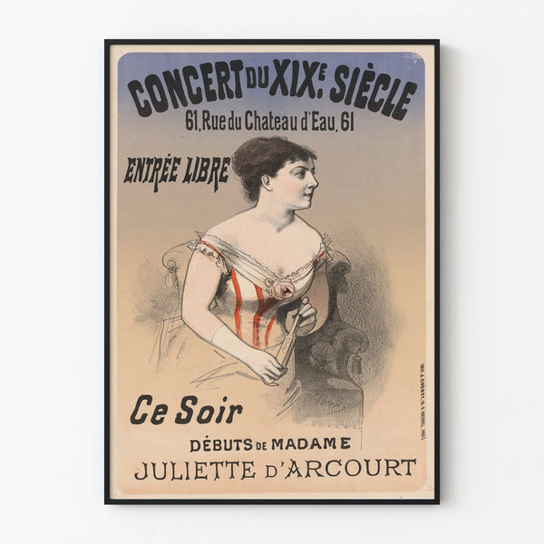 Poster from the 19th century - Debuts of Madame Juliette d'Arcourt