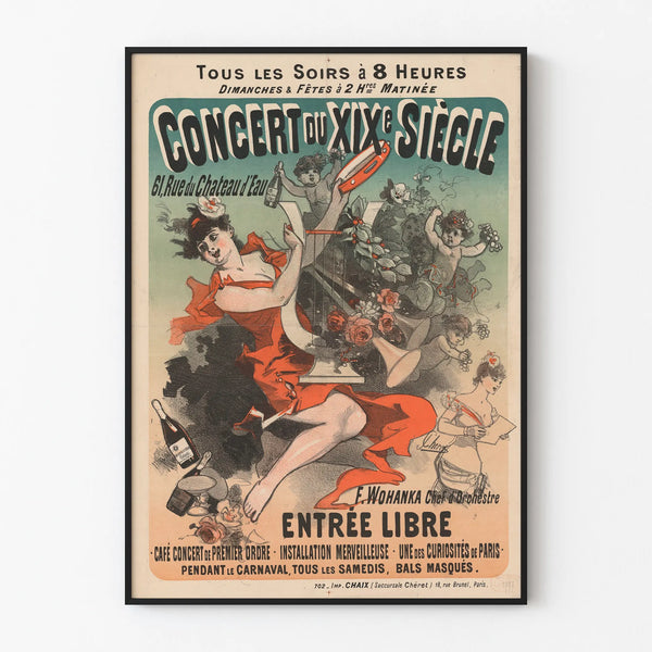 Vintage Concert Poster from the 19th Century Wall Decoration