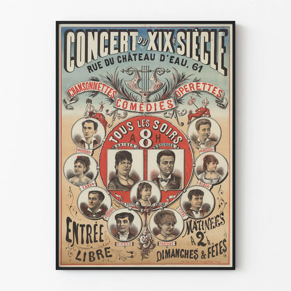 Nineteenth Century Concert Poster - Vintage Theater and Operetta Wall Decoration