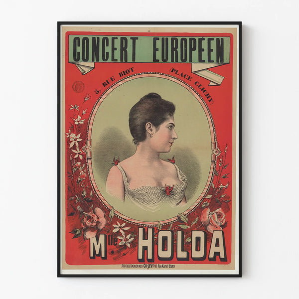 Vintage European Concert Poster Mlle Holda Wall Decoration