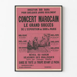 Vintage Moroccan Concert Poster Exhibition 1889 Paris