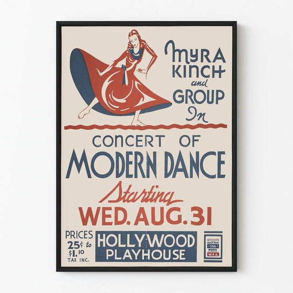 Vintage Poster of Modern Dance Concert Myra Kinch Hollywood