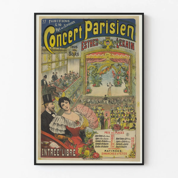 Vintage Parisian Concert Poster – Theater Wall Decoration Paris 1900