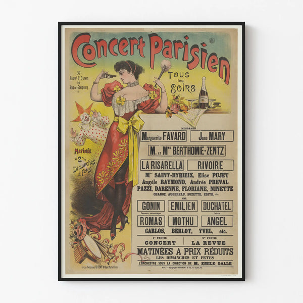 Vintage Parisian concert decorative poster