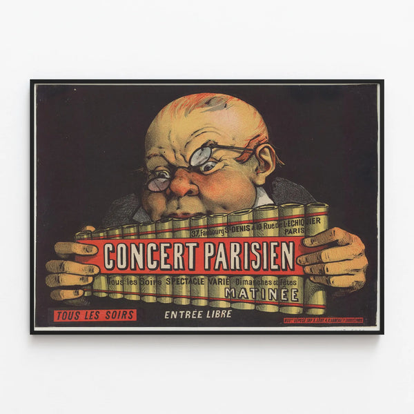 Parisian Concert Poster - Vintage Wall Decoration — framed artwork on a wall