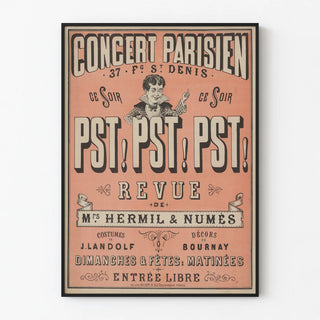 Vintage Poster of Parisian Concert Pst! Pst! Pst! Review Mrs Hermil & Numès