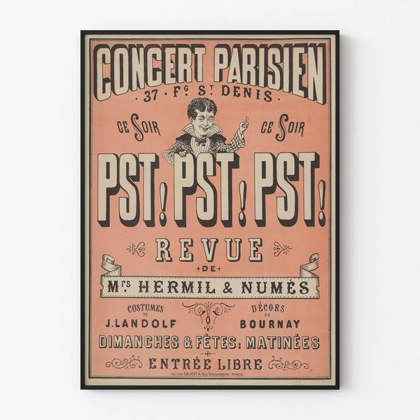 Vintage Poster of Parisian Concert Pst! Pst! Pst! Review Mrs Hermil & Numès