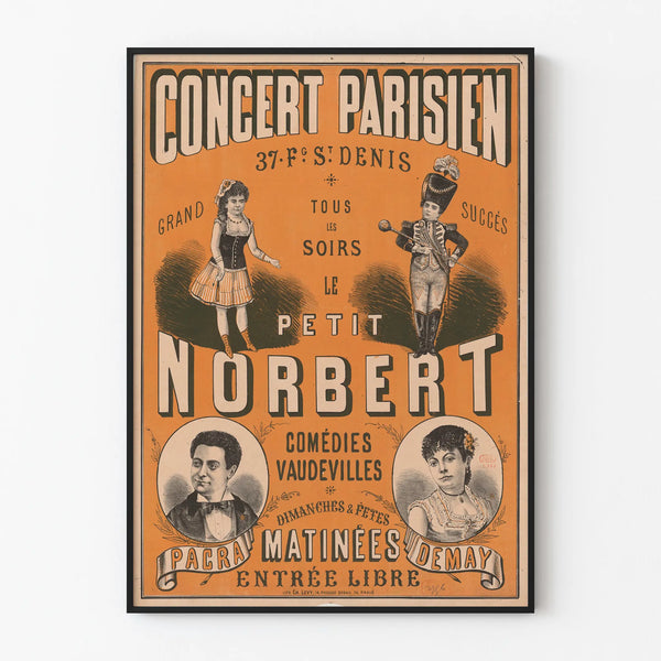 Vintage Poster of Parisian Concert Le Petit Norbert - Retro Wall Decoration