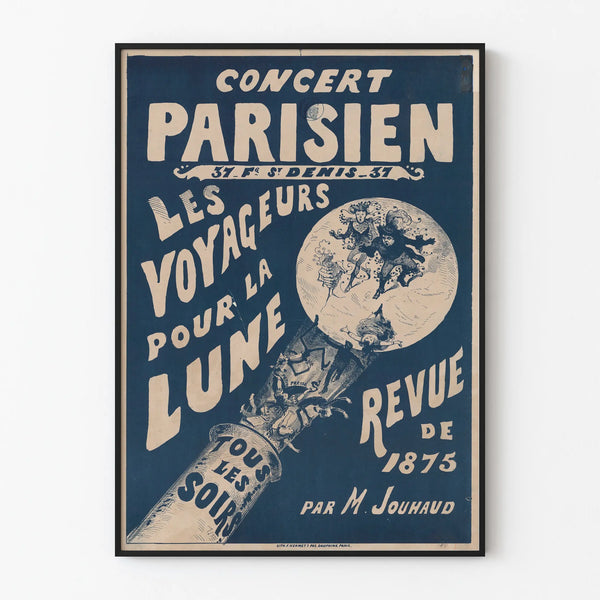 Parisian Concert Poster The Travelers to the Moon - Vintage Wall Decoration