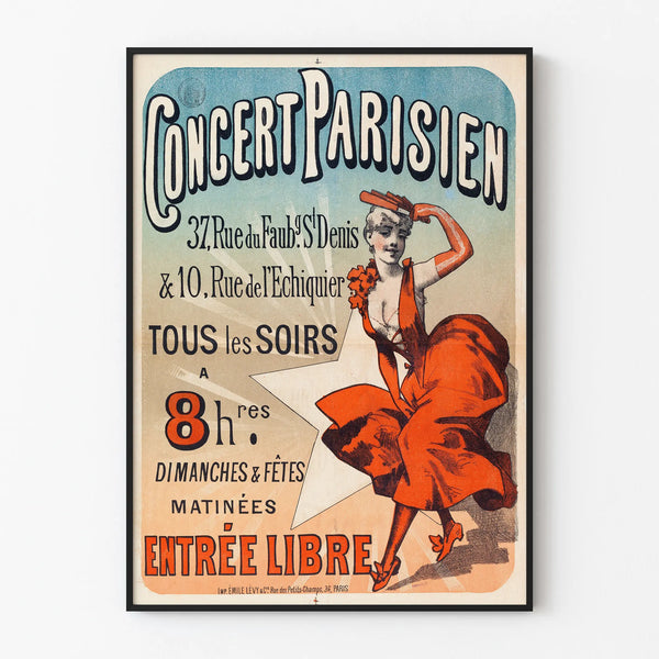 Vintage Parisian Concert Poster for Wall Decoration
