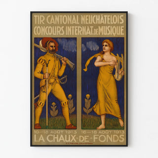 Vintage poster for the 1913 music school competition in La Chaux-de-Fonds