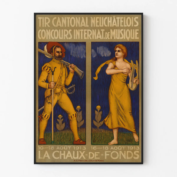 Vintage poster for the 1913 music school competition in La Chaux-de-Fonds