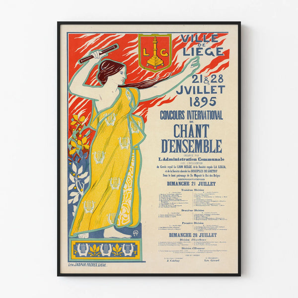 Vintage Poster for the International Choir Competition - City of Liège 1895